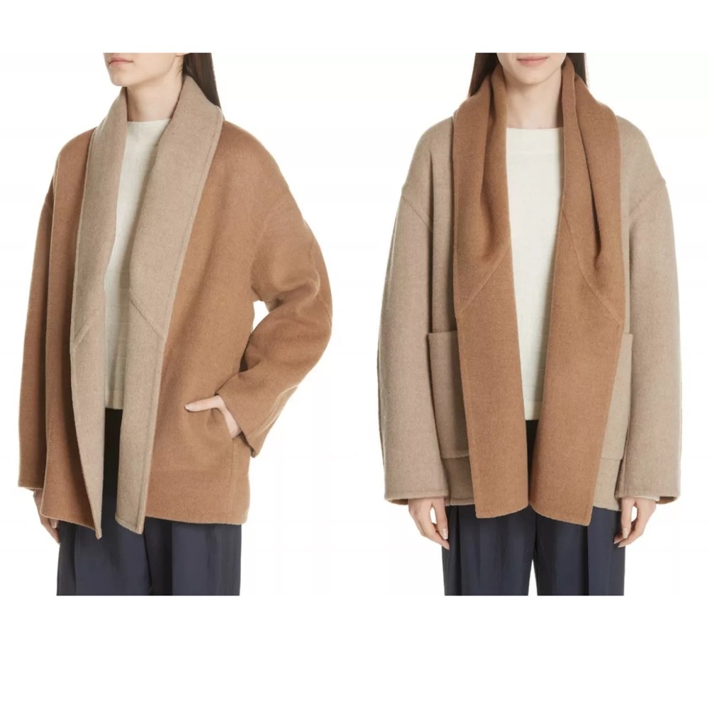 Vince Two-Tone Tan and Brown Cape Jacket